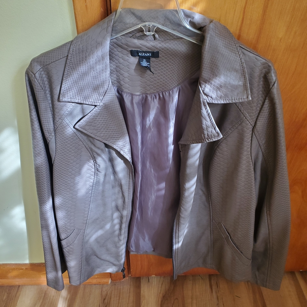 Alfani Taupe Women's Faux Leather Jacket